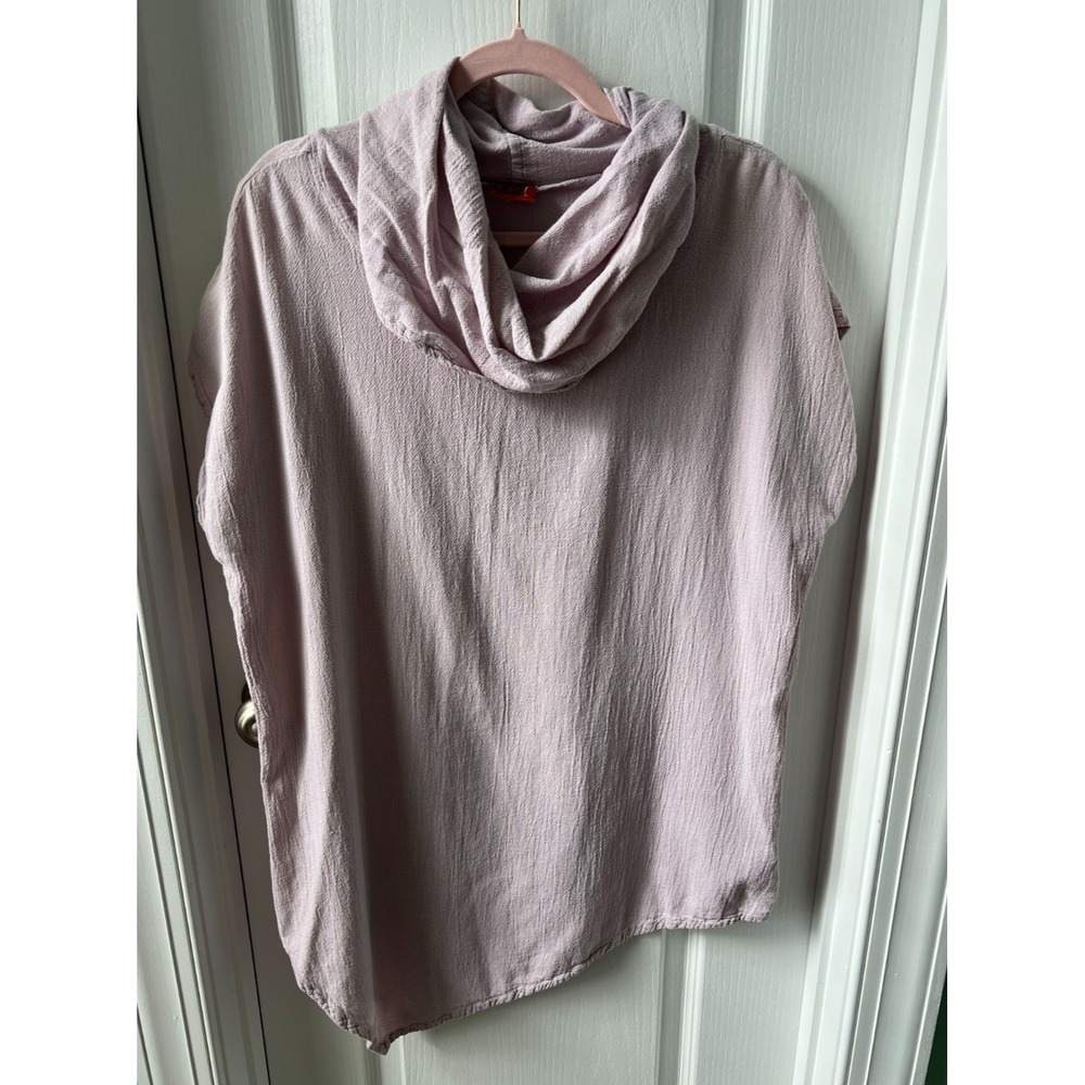 Oh My Gauze Womens Top Lilac Purple Cowl Neck Lagenlook Asymmetrical Hem Size 3